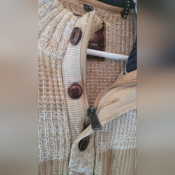 point zero black label collection taupe /tan long sleeve knit sweater large - Picture 4 of 10